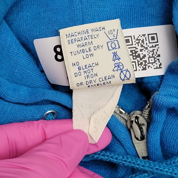 Vintage 90s MOD Blank Zip Hoodie Women Medium 20x21 Blue USA - Picture 7 of 10